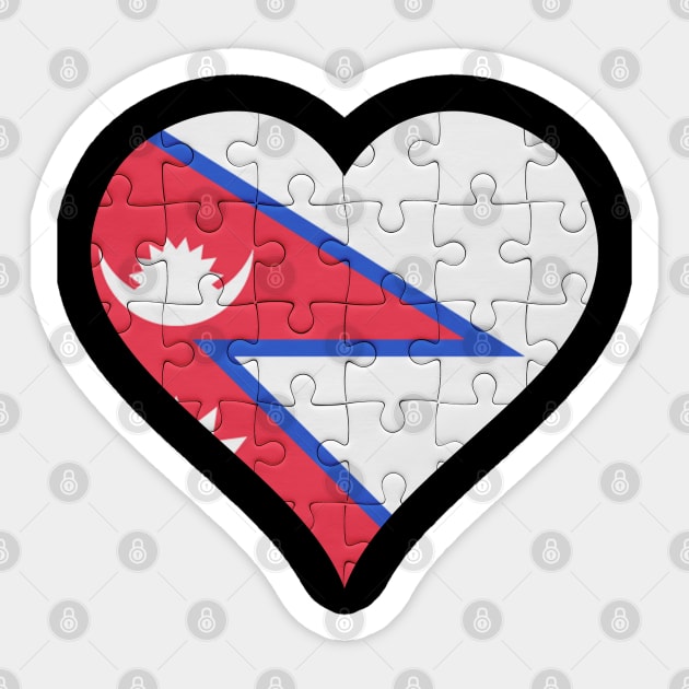 Nepalese Jigsaw Puzzle Heart Design - Gift for Nepalese With Nepal Roots Sticker by Country Flags